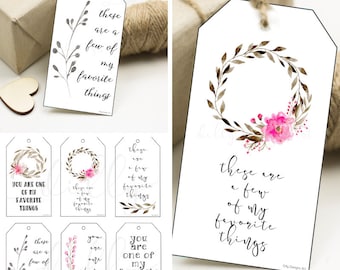 Favorite Things Printable Gift Tags: Floral Party Favors (PDF)