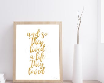 Gold Calligraphy Quote Print, Inspirational Hand-Lettering (Digital Download)