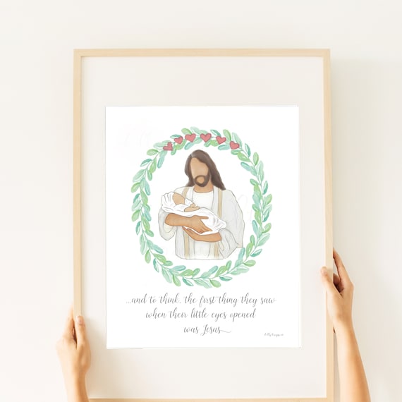 Jesus Holding Baby Memorial Art Print - Infant Loss Gift (Digital Download)