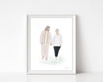 Christ Walking Hand in Hand Art: Sympathy Gift (Digital Download)