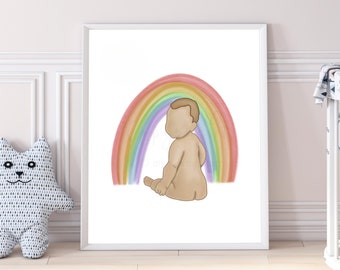 Nursery Printable, Rainbow Baby Print, Hand Drawn Art, Nursery Art, Rainbow Baby Shower, Difficult Pregnancy, Gift for Her, New Mom Gift