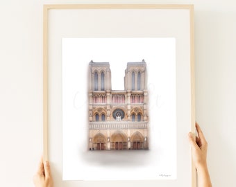 Notre Dame Cathedral Watercolor Painting: Paris Catholic Art (Digital Painting)