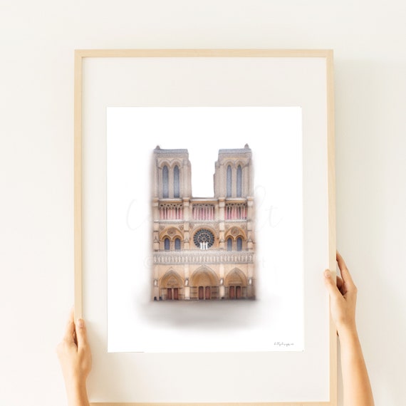 Notre Dame, Painting, Notre Dame Cathedral, Notre Dame Paris, Catholic Art, Watercolor, Acrylic, Digital Painting, Printable Art, Cathedrals