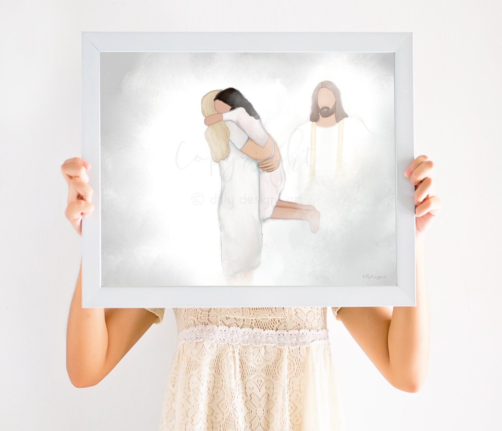 Embrace In Heaven Child Loss Gift Loss Of Mother Jesus Christ Bereavement Gift Funeral Gift Funeral Art Beareavement Art Grief Gift