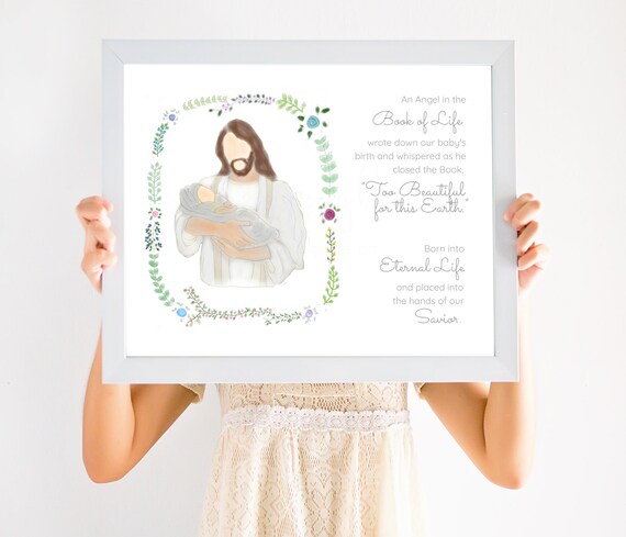 Book of Life Quote, Angel Baby Gift, Angel Baby Art, Printable Art, Book of Life Art, Christ Holding Baby, Miscarriage Gift, Miscarriage Art