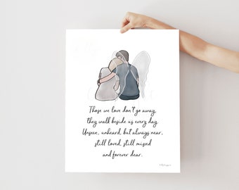 Those We Love Don't Go Away, Spouse Loss, Funeral Gift, Memorial Gift, Memorial Art, Spouse Memorial, Angel Wings, Husband Memorial Gift