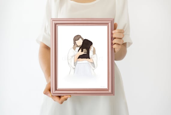 Jesus Hugging Girl Art Print: Christian Home Decor (Digital Download)