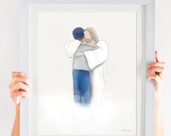 Man Hugging Christ Art Print: Grief Gift, Uplifting Art (Digital Download)