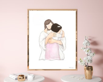 Jesus Holding Girl Art Print: Christian Baptism Gift (Digital Download)