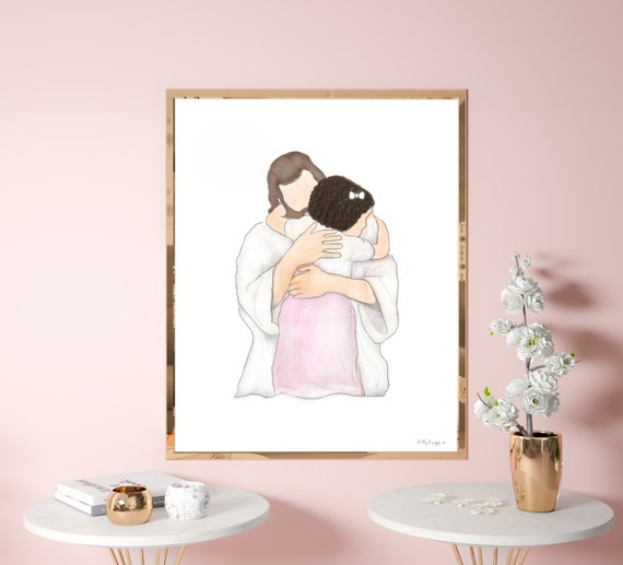 Jesus Painting, Digital Art, Jesus Holding Girl, Printable Art, Baptism Gift, Communion Gift, Primary Gift, Christian Printable, Christ Art