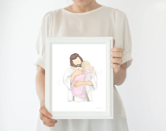 Christ and Child Loss Art Print: Funeral Gift, Remembrance (Digital Download)