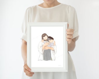 Christ and Boy Art Print: Religious Wall Decor (Digital Download)