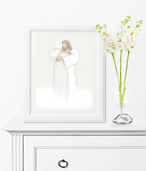 Loss of Loved One, Christ, Loss of Grandparent, Loss of Grandma, Funeral, Funeral Art, Funeral Gift, Funeral Service, Heaven Art, Embrace