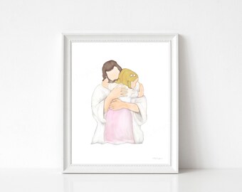 Jesus Hugging Girl Art Print: Christian Girls Room Decor (Digital Download)