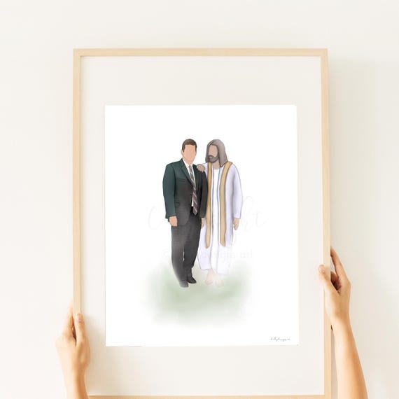 Jesus and Man Art Print, Comforting Christian Gift (Digital Download)