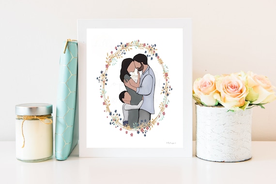 Rainbow Baby Memorial Print: Family Portrait Art (Digital Download)