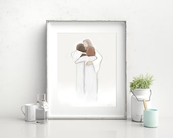 Christ Hugging Women Print: Bereavement Memorial Art (Digital Download)