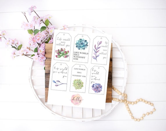 Succulent Gift Tags, Printable Favor Tags (Digital Download) Curated Print Collection