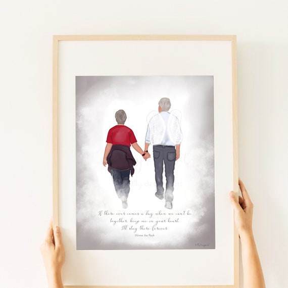 Husband Loss Artwork, Walking With Angel, Angel Artwork, Funeral Art, Memorial Art, See You Again, Heavenly Reunion, Miss You, Remembrance