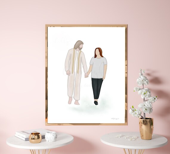 Christ Walking With Woman, Comforting Art, Woman With Jesus, Woman With Christ, Woman Walking With Jesus, Spiritual Art, Christian Printable