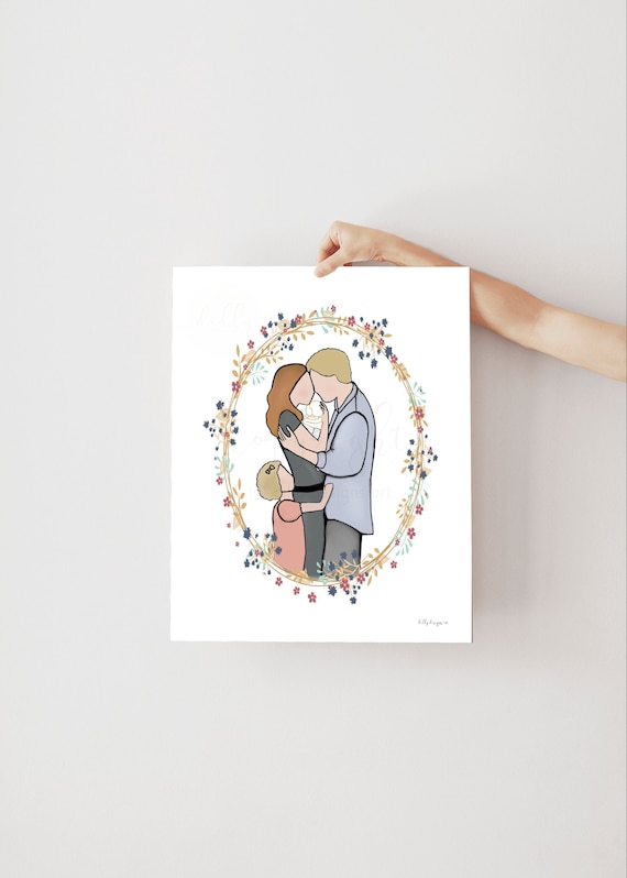 Baby Boy Loss, Family Portrait, Family Drawing, Family Painting, Digital Drawing, Instant Download, Baby Boy Memorial, Boy Baby Loss, Death