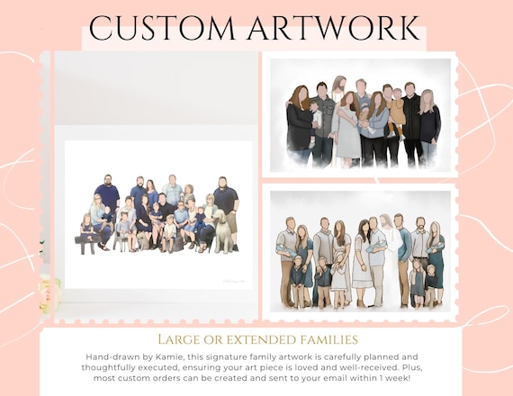 Large Family Art, Family Drawing, Extended Families, Custom Family Art, Personalized Family Art, Custom Gift, Personalized Gift,Hand Painted