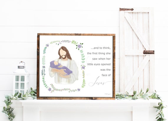 Jesus and Baby, Face of Jesus Quote, Miscarriage Gift, Stillbirth Gift, Stillborn Gift, Christian Memorial, Miscarriage Memorial, Keepsake