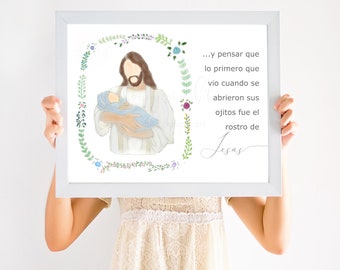 Spanish Christ and Baby Art Print: Infant Memorial (Digital Download)