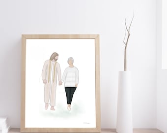 Christ Walking With Loved One Art Print: Bereavement Gift (Digital Download)