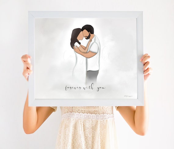 Printable Art, Embrace, Couple Hugging, Forever, Anniversary, Valentines, Wedding, Engagement, Condolence, Love Gift, Thoughtful Gift, Art