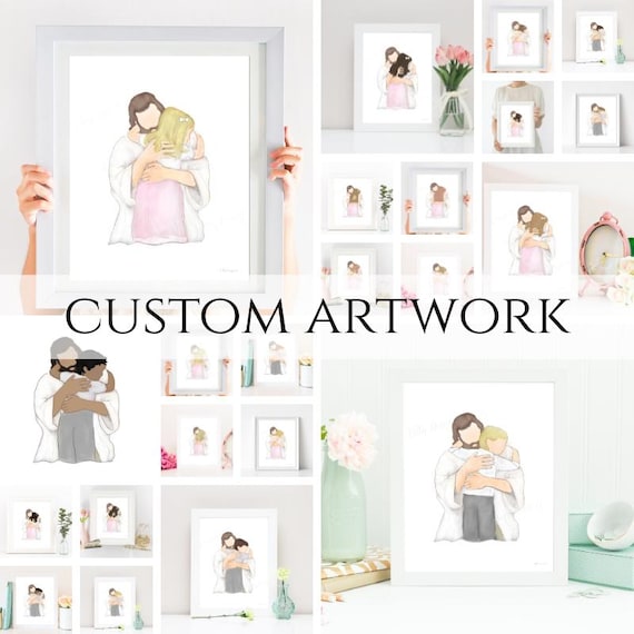 Custom Artwork, Christ and Child, Child Comfort, Primary, Child Loss, Church Art, Primary Gift, Bereavement Gift, Watercolor, Painting, Art