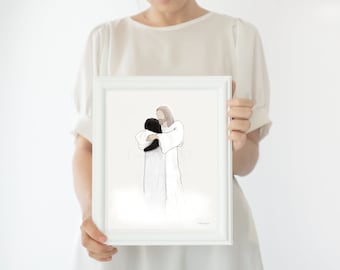 Jesus Embracing Woman Art: Memorial Print (Digital Download)