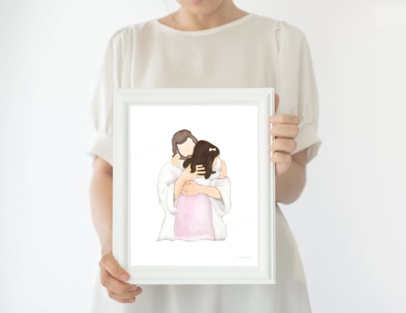 LDS Baptism Art, Christ and Girl Illustration (Digital Download)