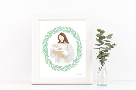 Baby and Jesus, Miscarriage, Infant Loss, Keepsake Gift, Digital Print, In His Arms, Printable Art, Digital Illustration, Loss, Comfort, Art