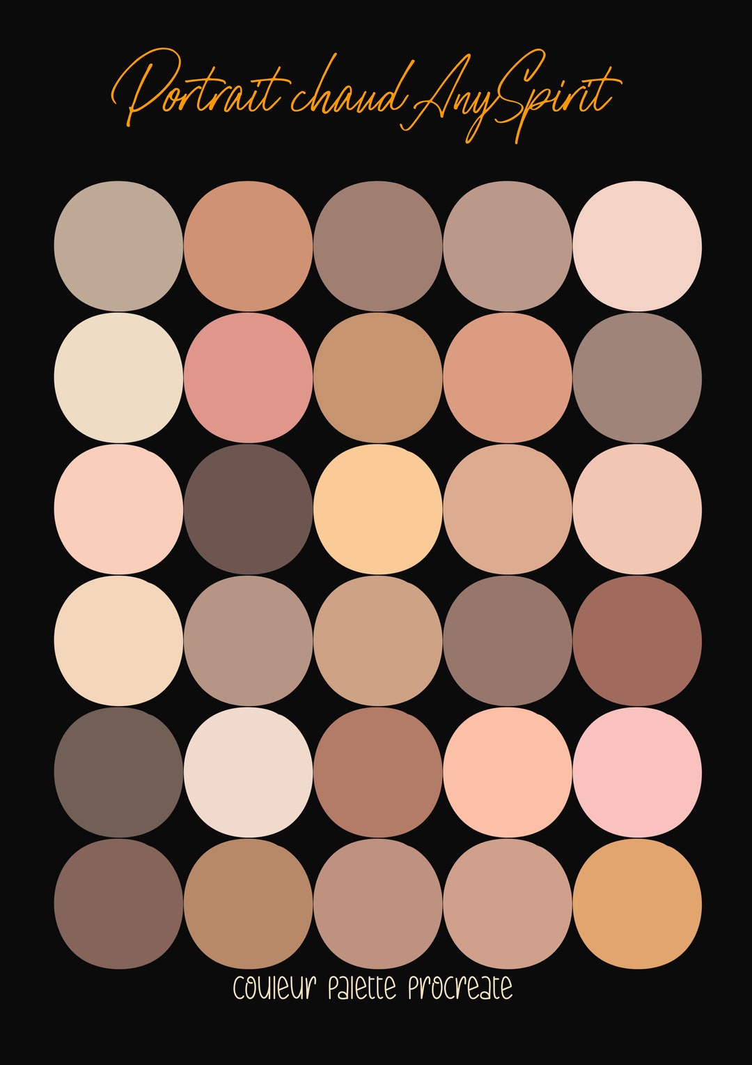 Portrait Color Warm Portrait Procreate Color Palette - Etsy