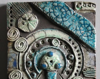 ceramic raku bas-relief, wall decoration