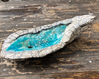 Raku ceramic Fossil oyster soap dish