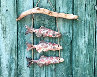 Ceramic raku 3 red Fish