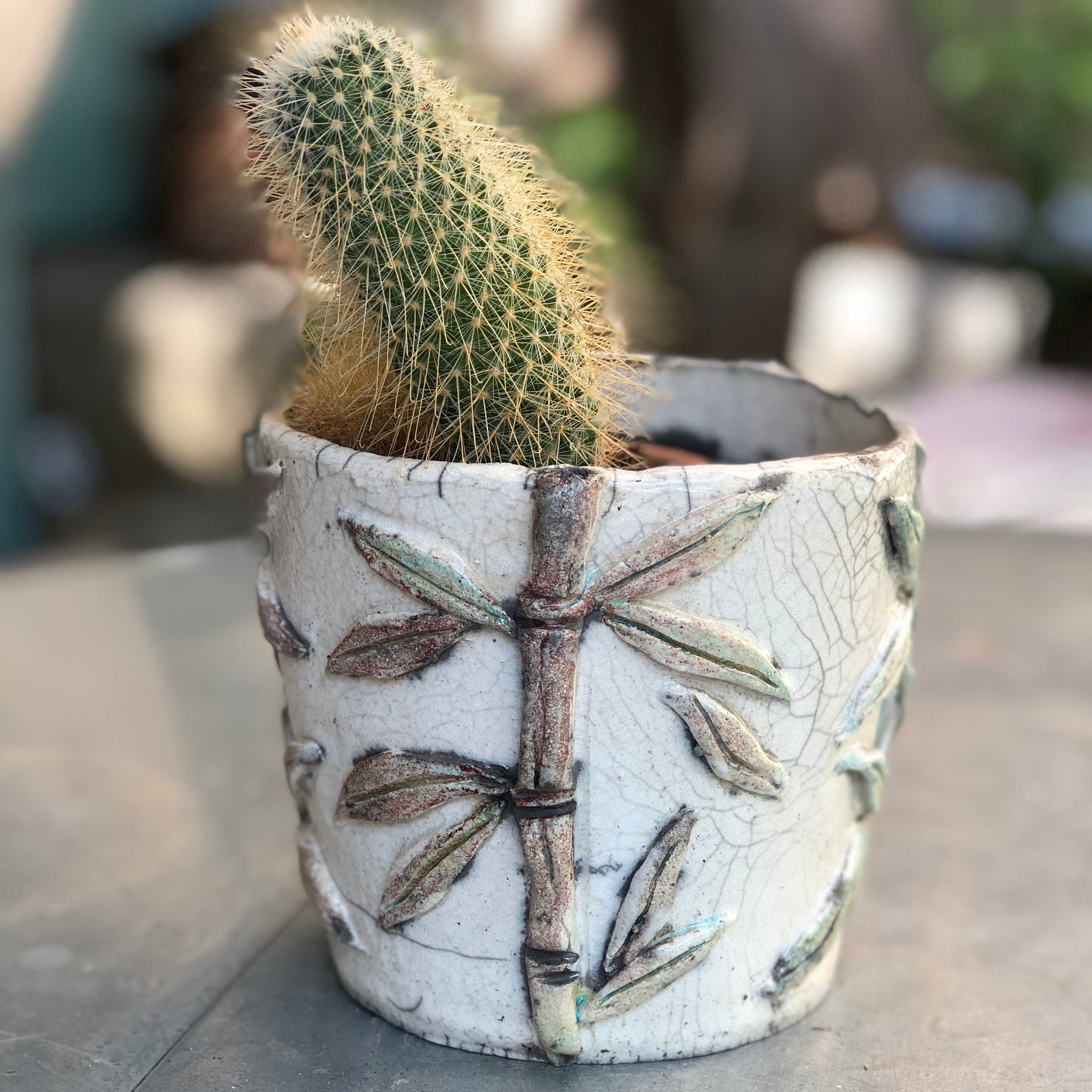 Raku Flower Pot Bamboo - Etsy