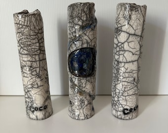 Raku ceramic Triptych Soliflore