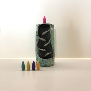 Ceramic raku Incense Burner cascade