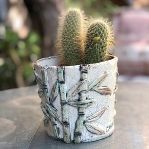 Raku Flower Pot Bamboo - Etsy