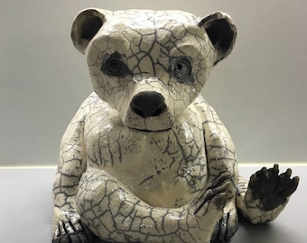 céramic raku Polar bear trophy