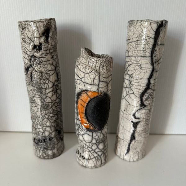 Céramique raku Triptyque Soliflore