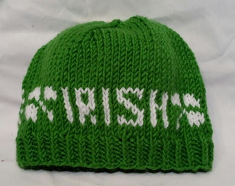 Hand knit Irish Luck Beanie