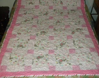 homemade BABY Quilt 50x71 ELEPHANTS GIRAFFES