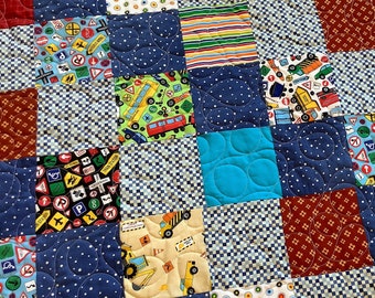 homemade TRAINS PLANES AUTOMOBILES :) Baby Quilt 46x63