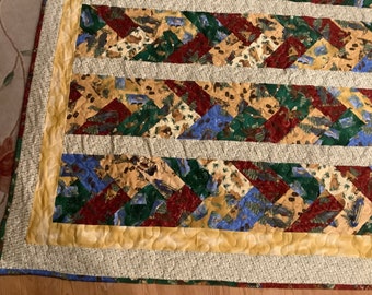 homemade quilt 62x90 FLANNEL FOREST braid Double/ long twin/bunk