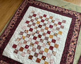 homemade Baby quilt or lap pad, couch throw 41x47 using new fabric line by Corri Sheff for Riley Blake