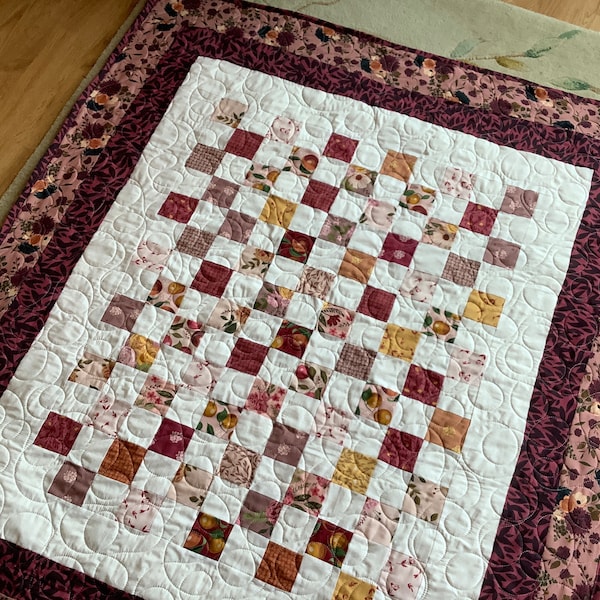 homemade Baby quilt or lap pad, couch throw 41x47 using new fabric line by Corri Sheff for Riley Blake
